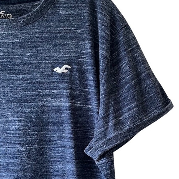 Hollister Men's‎ T-Shirt L Heather Blue Must Have Collection Curved Hem Tee - Picture 5 of 7